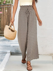 Wide Leg Pants Casual Shirred Waist Pants For Spring & Summer