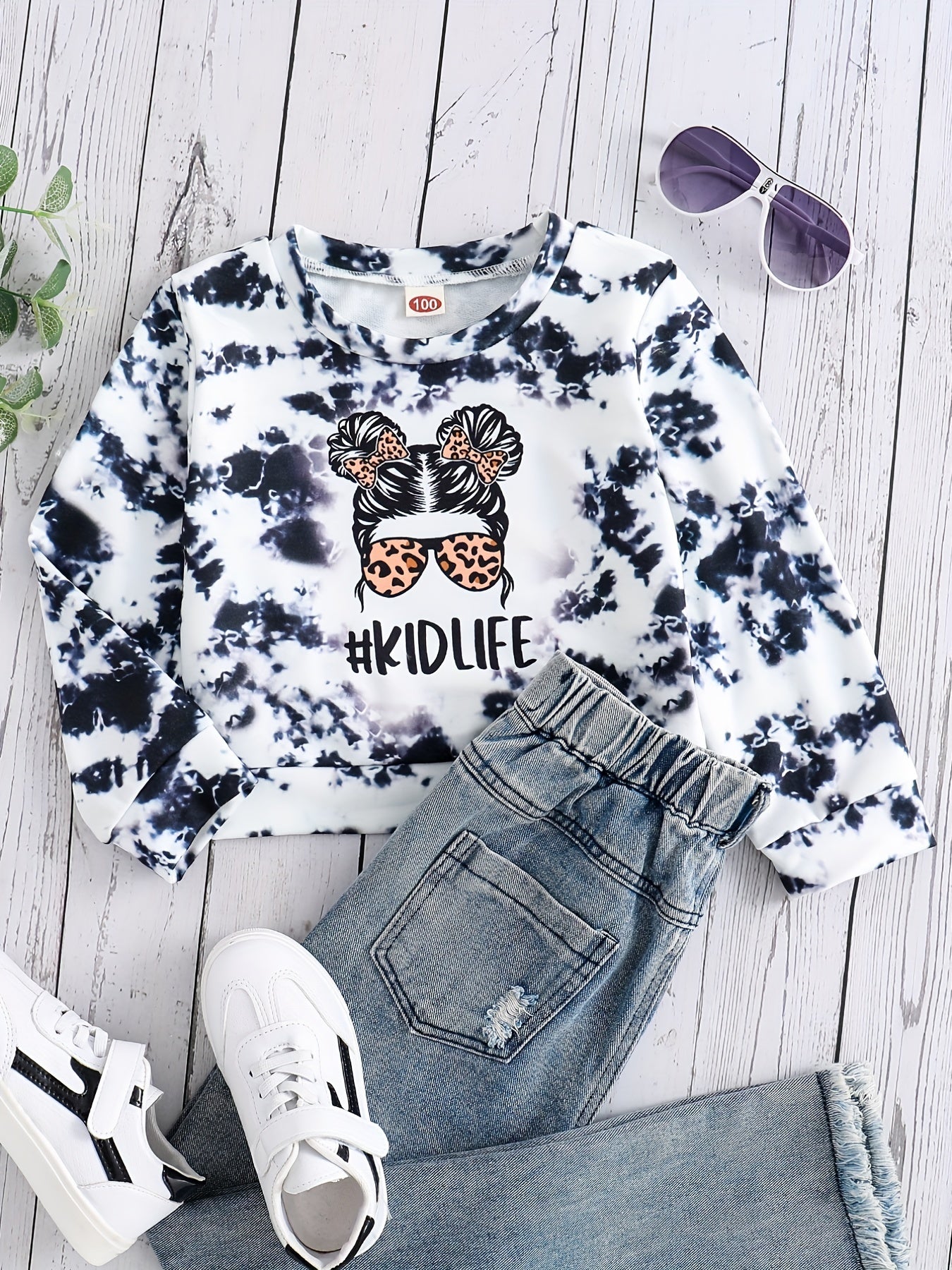 Tie Dye Portrait Long Sleeve Sweatshirt