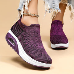 Women's Breathable Knit Slip-On Sneakers with Air Cushion