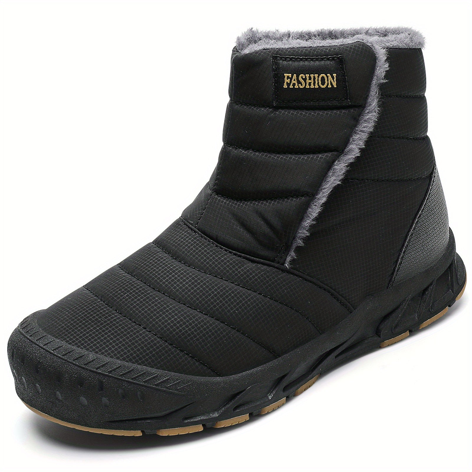 Men's Winter Snow Boots Slip On Outdoor Water Resistant Boot Warm Faux Fur Lined