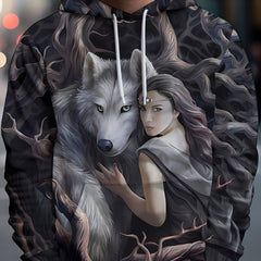 Beauty And Monster Print Hoodie For Men Graphic Hooded Pullover