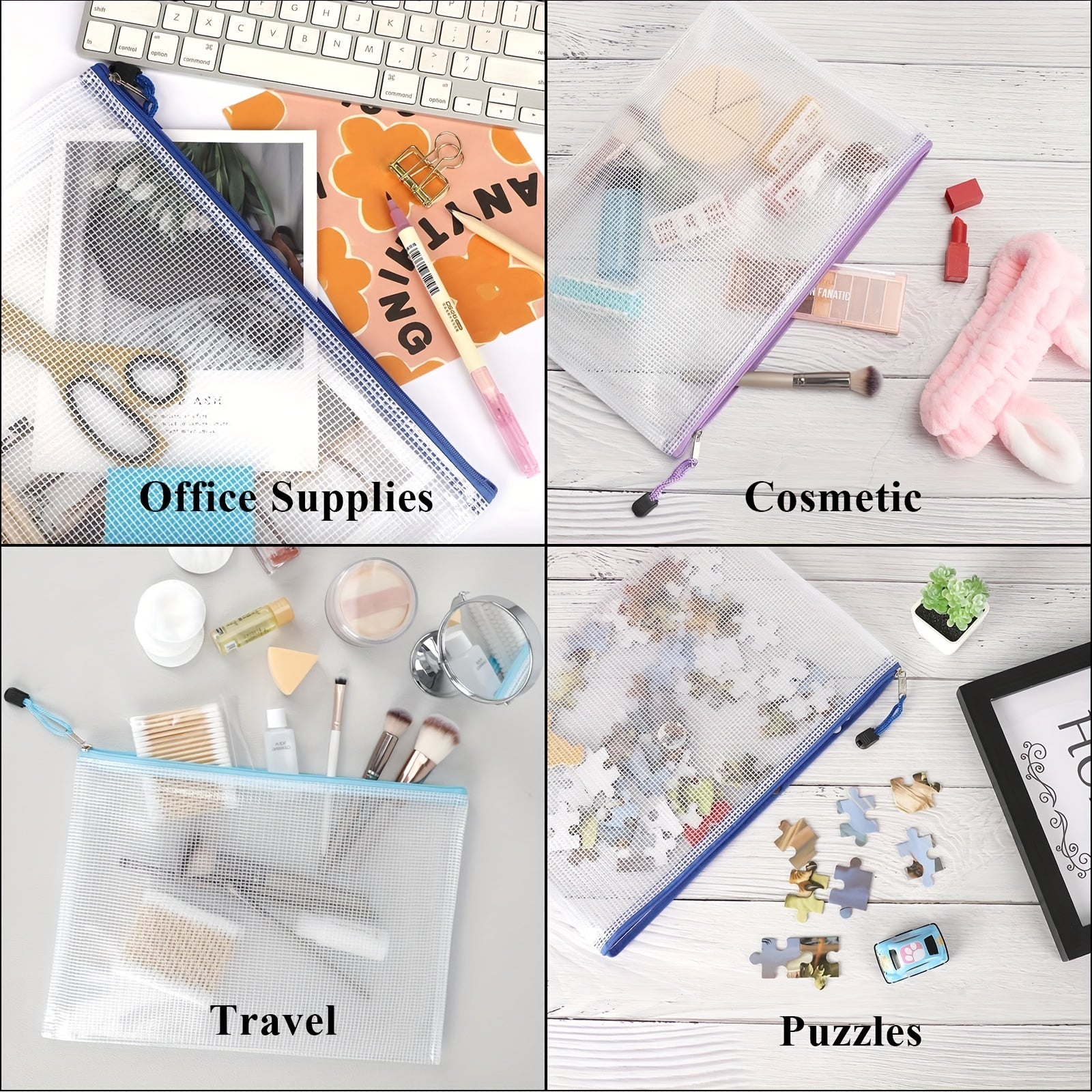 24PCS Zipper File Bags for Sorting & Storage Letter Size A4