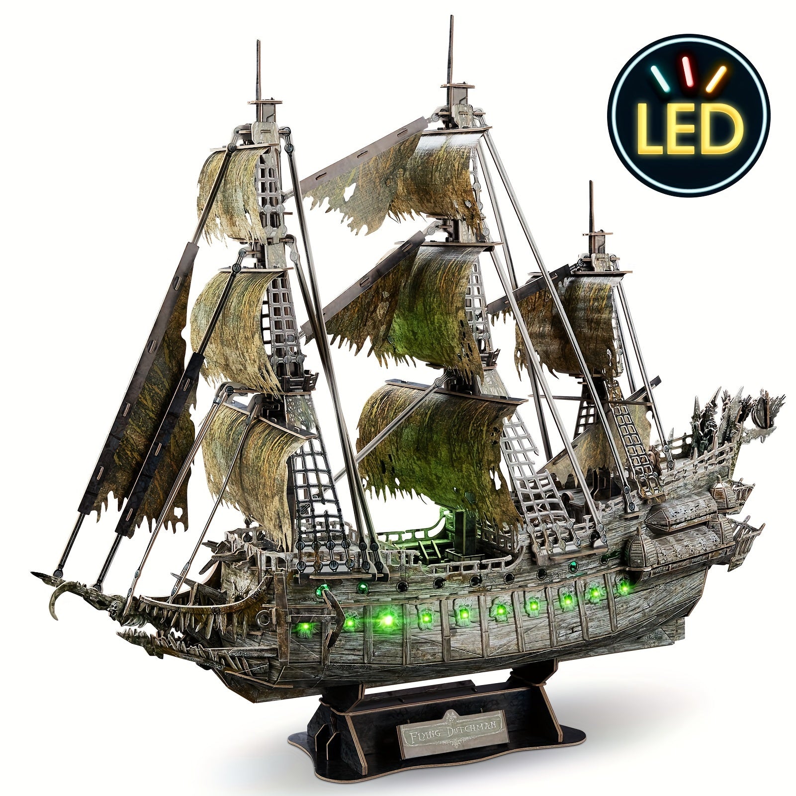 3D Puzzle LED Flying Dutchman 360pcs Pirate Craft Model Kit