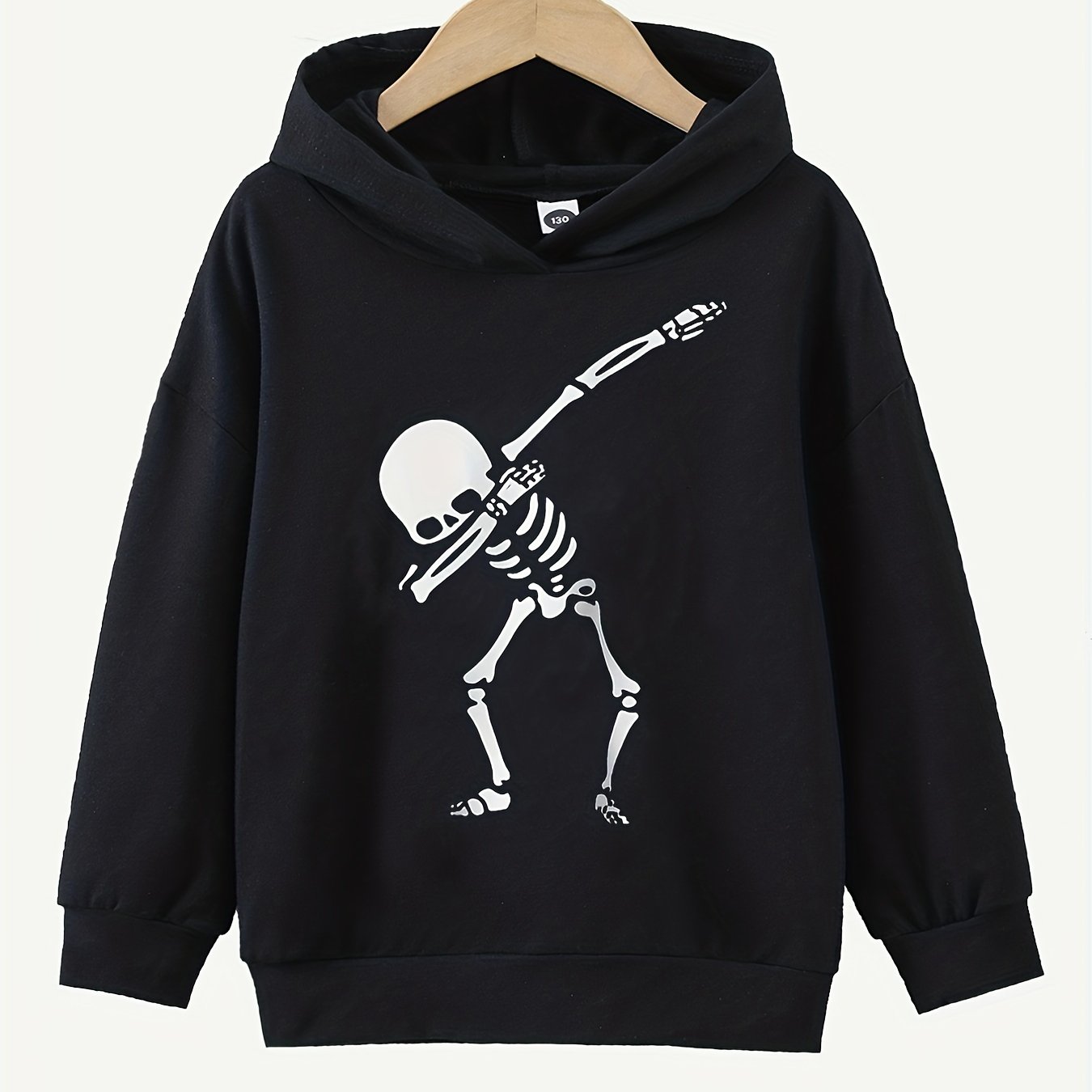Funny Skeleton Dancing Print Boys Pullover Hooded Sweatshirt