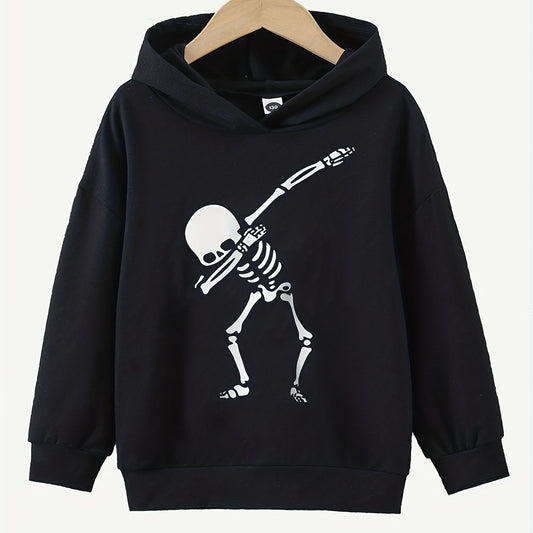 Funny Skeleton Dancing Print Boys Pullover Hooded Sweatshirt