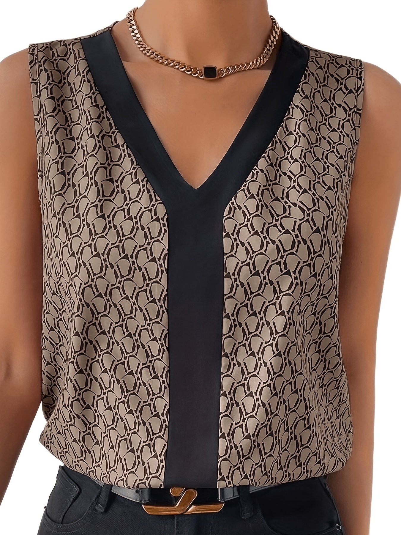 Graphic Print V Neck Tank Top for Women