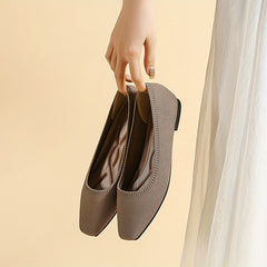 Women's Square Toe Knit Ballet Flats Soft Sole Anti Skid Shoes