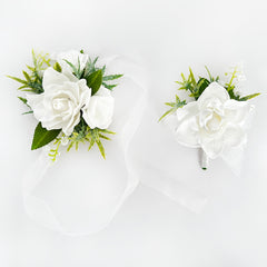 Romantic Orange Faux Flower Wrist Corsage Set