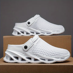 Men's Mesh Blade Clogs Slip on Closed Toe Sandals Soft Sole Walking Shoes