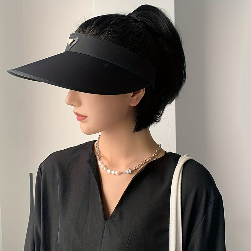 Triangle Patch Sun Visor Hat Large Brim UV Protection Sports Hat
