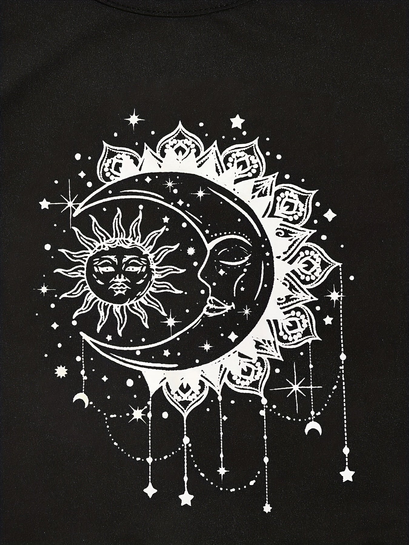 Sun & Moon Print Crop Tank Top Sleeveless Summer Casual Top