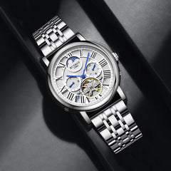 KUERST Retro Youth Men's Steel Strap Automatic Mechanical Watch Waterproof