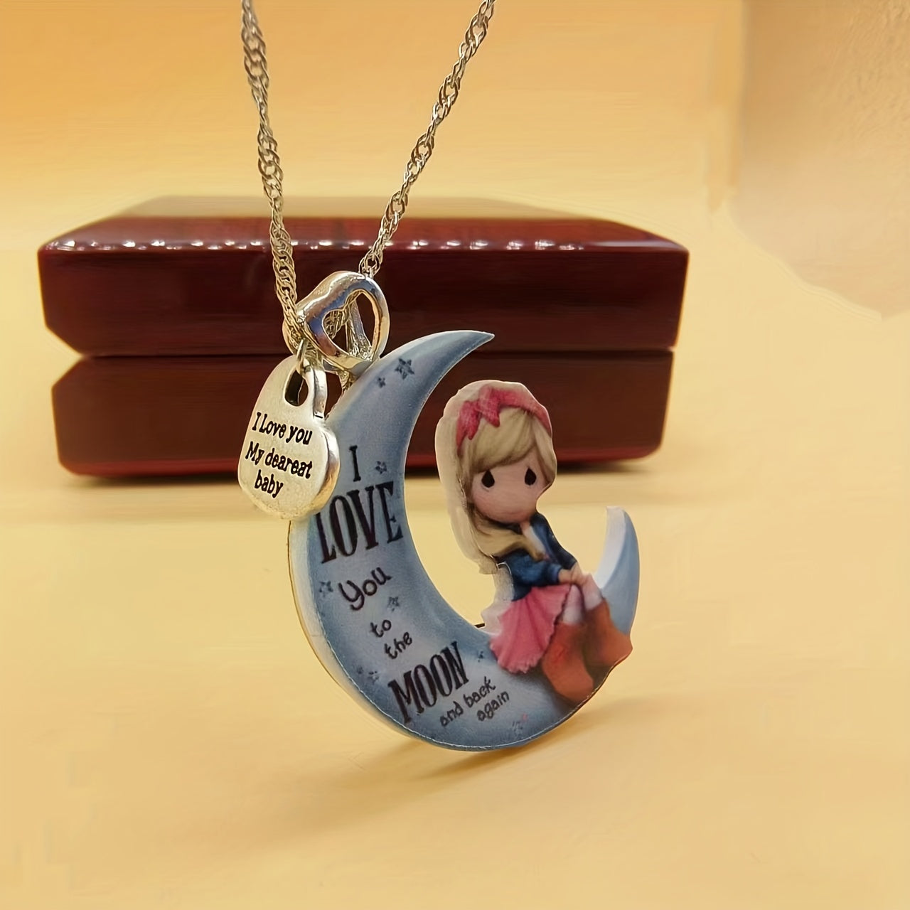 Moon Girl Pendant Alloy Necklace Decorative Accessories Gift