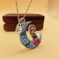 Moon Girl Pendant Alloy Necklace Decorative Accessories Gift