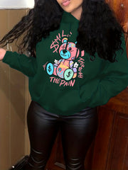 Broken Bear Print Hoodie Long Sleeve Sweatshirt