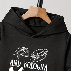 2pcs Chicken And Peanut Print Boys Hoodie Casual Long Sleeve Hooded S
