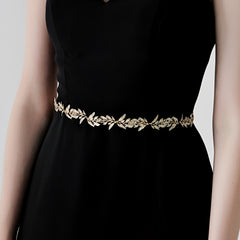 Golden Leaves Vine Bridal Sash Wedding Dress Belt