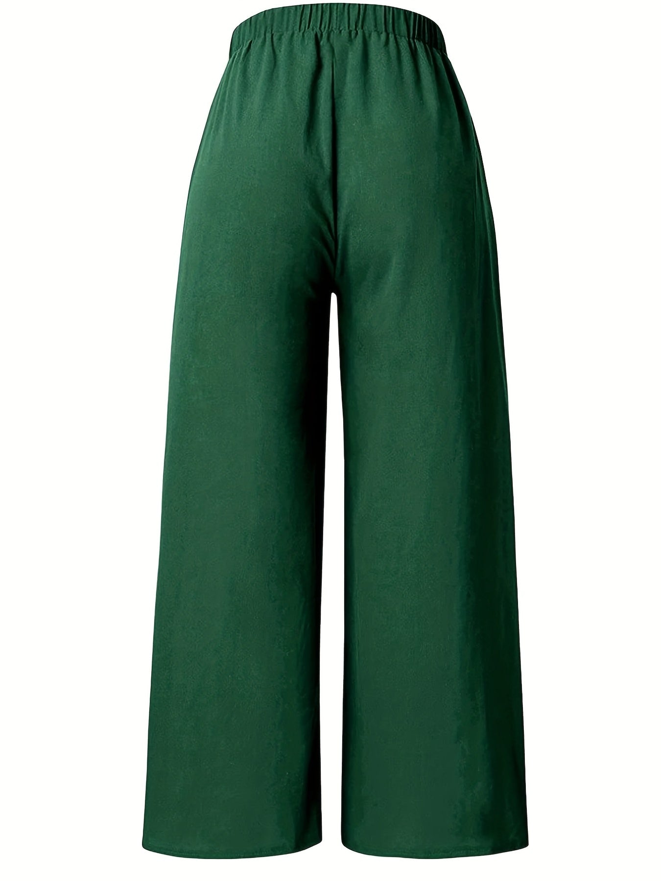 Elastic Waist Wide Leg Pants Casual Pocket Loose Pants