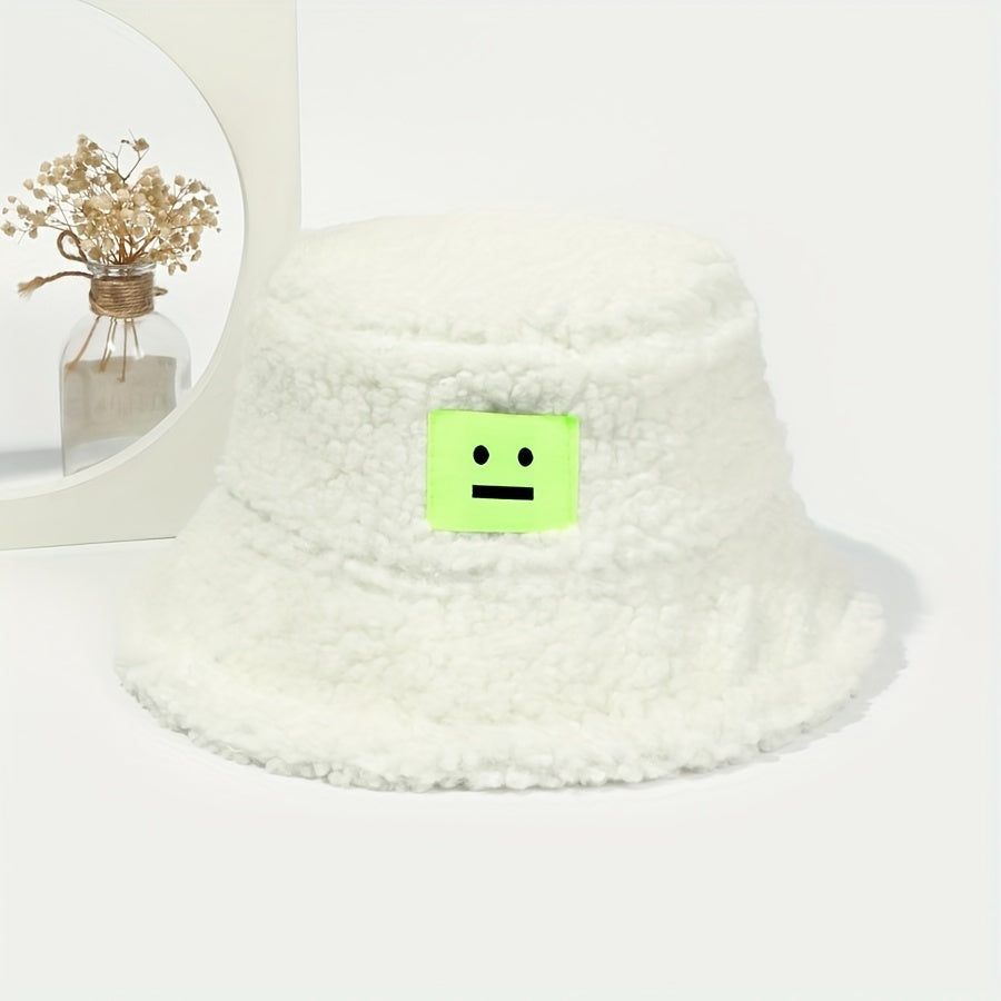 Plush Bucket Hat Emotion Sun Protection Outdoor Casual