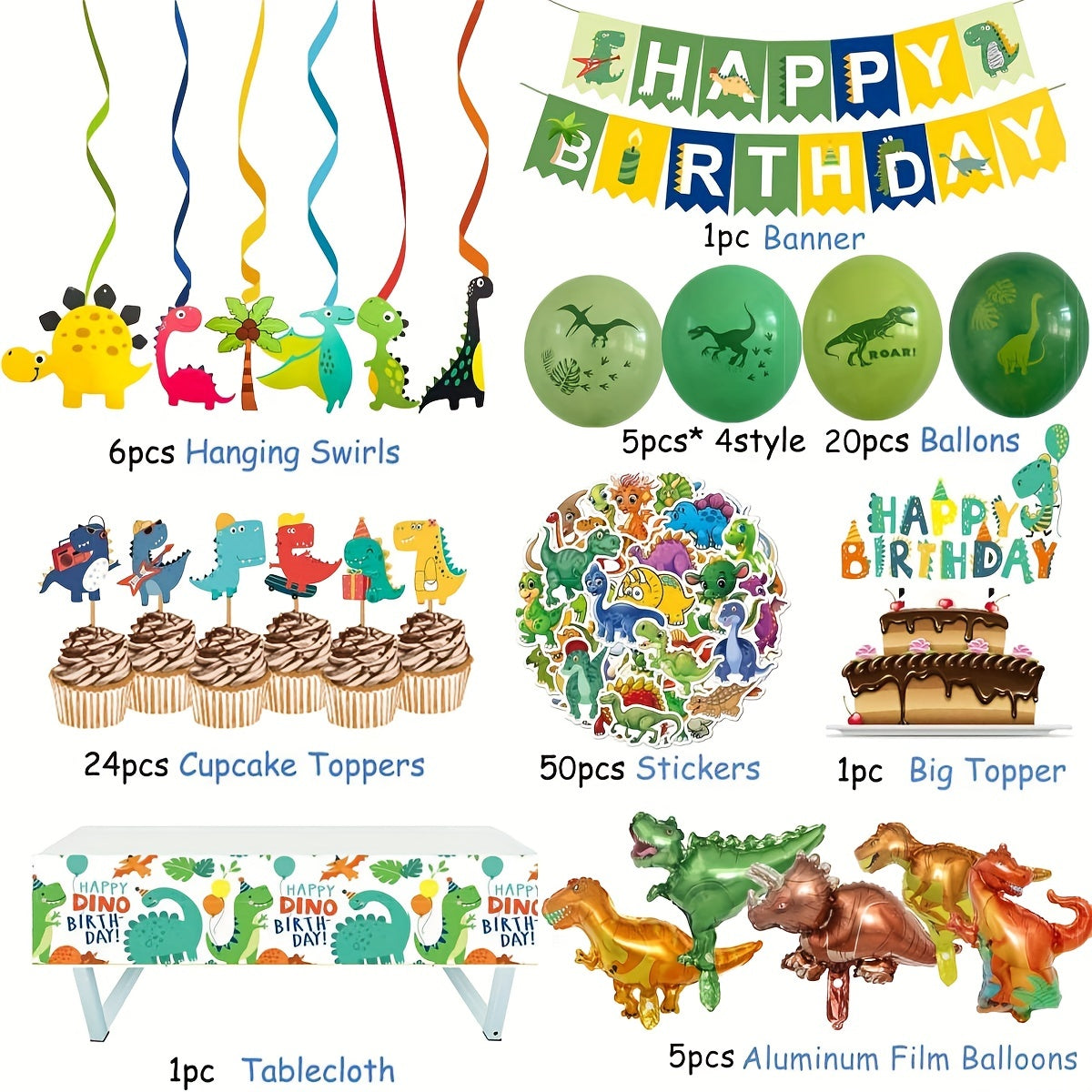 Dinosaur Birthday Party Decoration Set