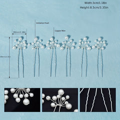 6pcs Faux Pearl Decor Braided Hair Pin for Bridal Wedding Styling