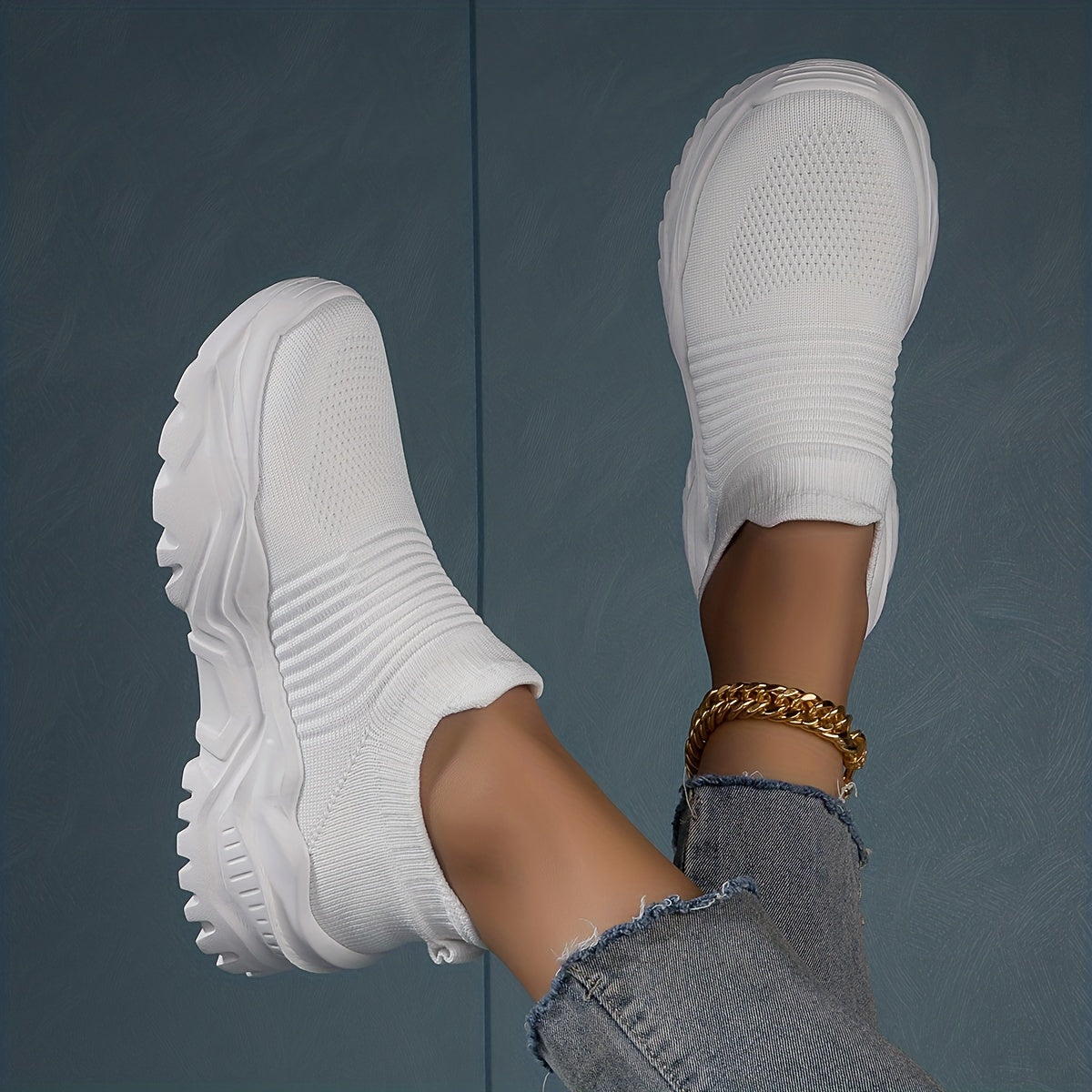 Women's Knitted Sock Sneakers Comfy Slip On Outdoor Sports Shoes