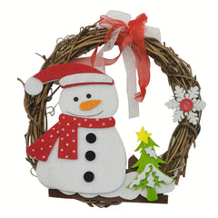 Christmas Rattan Wreath 1pc Natural Front Hanging Garland