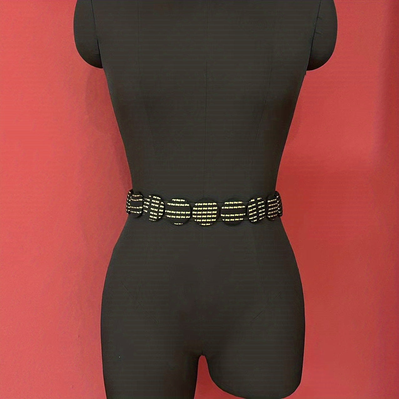 Vintage Hot Stamping Button Wide Waistband for Women
