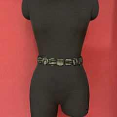 Vintage Hot Stamping Button Wide Waistband for Women