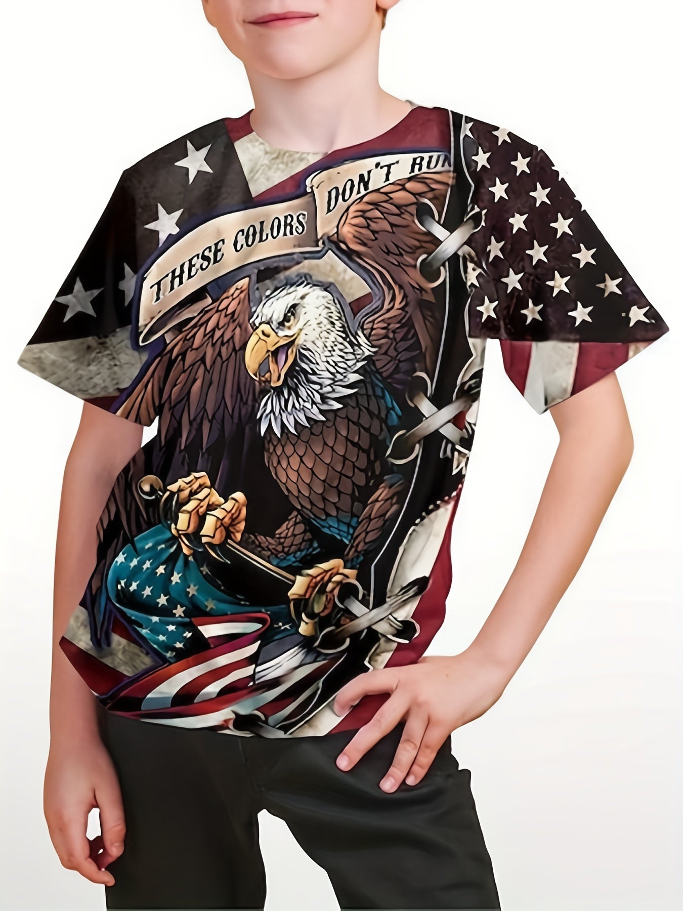 American Flag Graphic T Shirt for Boys - Ideal for Summer Outings
