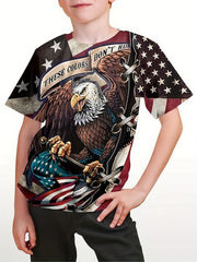 American Flag Graphic T Shirt for Boys - Ideal for Summer Outings