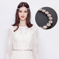 Rhinestone Flower Bridal Belt Wedding Dress Waist Chain Sash Beaded Belt