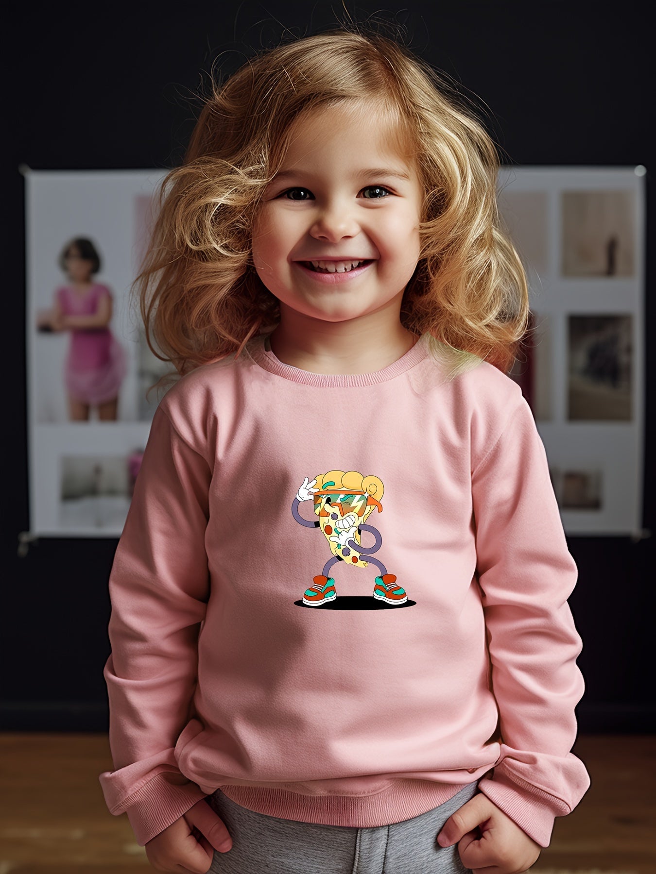 Breathable Pie Graphic Crew Neck Long Sleeve Sweatshirt Pullover