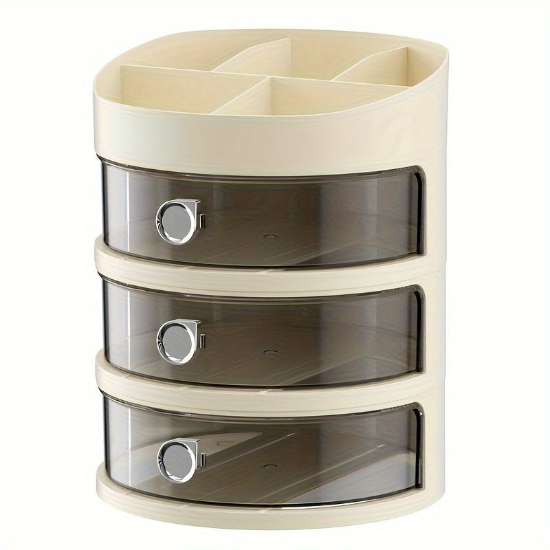 Rotating Stationery Storage Cabinet Lipstick Storage Rack Dustproof Cosmetic Sto
