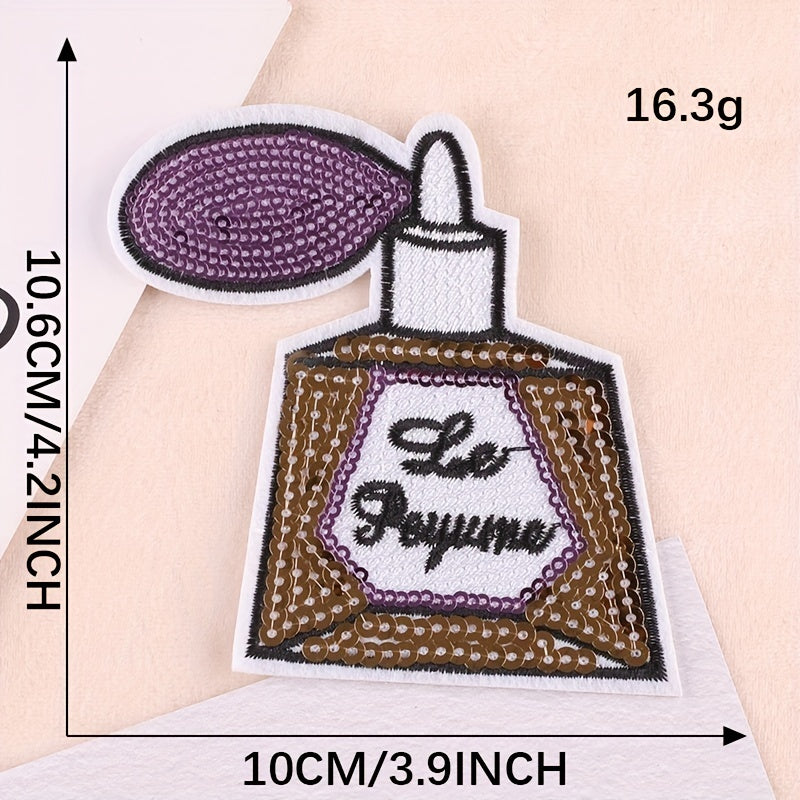 2pcs Sequins Lipstick Embroidered Iron-On Patches for Girls
