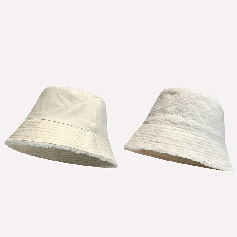 Women's Winter Lamb Wool Bucket Hat Plush Warm Hat