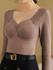 3pcs Long Sleeve Thermal Tops V Neck Padded Base Top