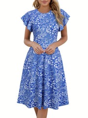 Ruffle Short Sleeve Cocktail Dress for Women