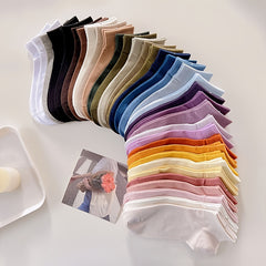 5 Pairs Women's Sports Short Socks Solid Color Breathable Stockings