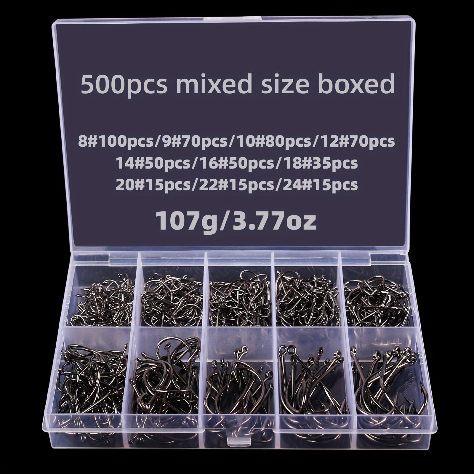 300-500 Mix Sizes Fishing Hooks Long Shank Sea Bass Tackle