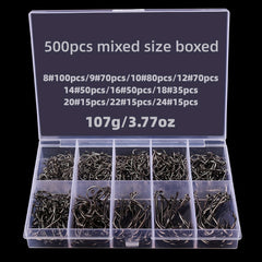 300-500 Mix Sizes Fishing Hooks Long Shank Sea Bass Tackle