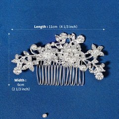 Vintage Pearl Rhinestone Bridal Hair Comb Wedding Dress Insert Comb