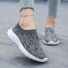Women's Multicolor Woven Slip-On Sneakers Flatform Casual Running Shoes