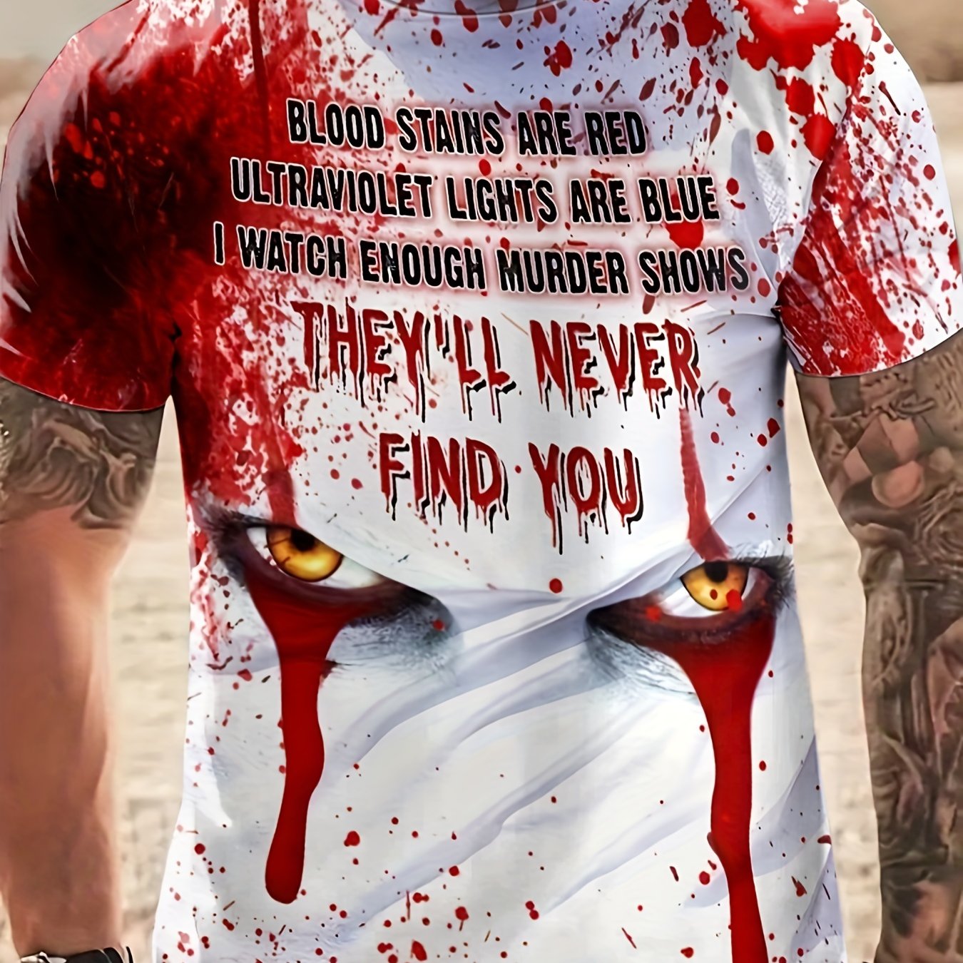 Men's Letter Print T Shirt 3D Digital Print Active Tee for Summer
