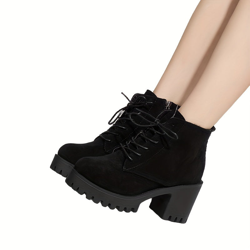 Chunky Heeled Ankle Boots Lace Up Platform Boots Oktoberfest Dress Shoes