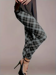 Plaid Print High Rise Stretchy Skinny Leggings
