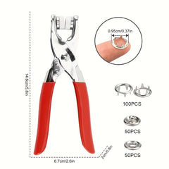 200pcs Metal Sewing Button and Snap Fastener Pliers Set