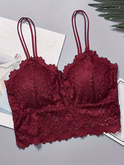 3pcs Lace Wireless Bras Comfy Scallop Trim Bra