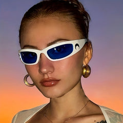 Y2K Wrap Sunglasses Punk Crescent Moon Charm Glasses UV400