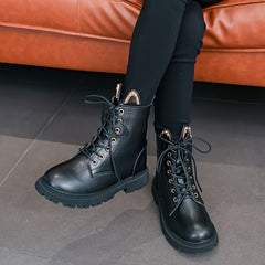 Girls Leather Solid Zipper Boots